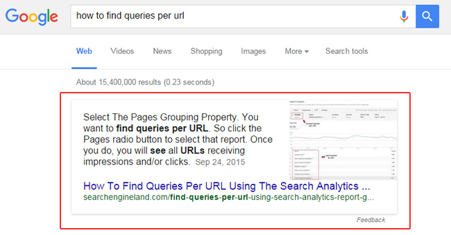 Google Featured Snippet Reappears