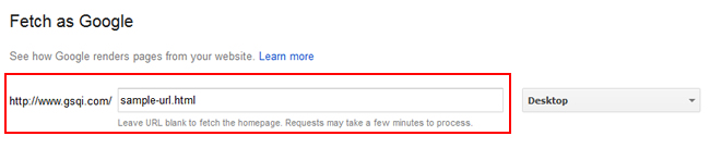 Submitting a URL via Fetch as Google in GSC