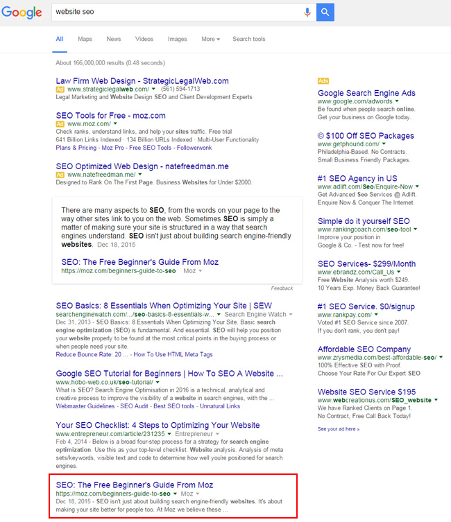Featured Snippet for Website SEO
