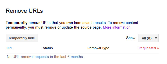 The Remove URLs Tool in GSC.