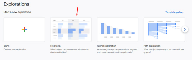 Free form exploration reporting in Google Analytics 4