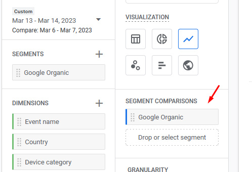 Adding a segment to the reporting in Google Analytics 4