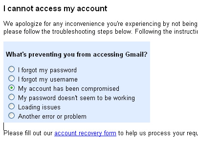 Gmail, my account has been compromised.