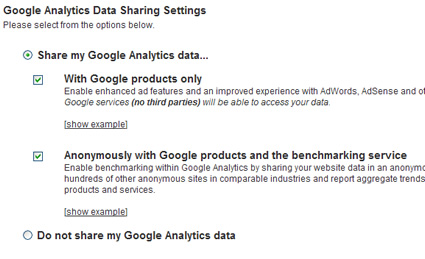 Enabling Data Sharing in Google Analytics for Benchmarking Data