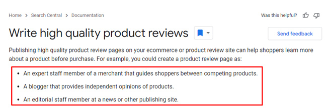 Google adds examples of product review pages in their documentation for site owners and SEOs.