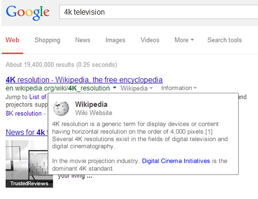 Google Category Card in the Search Results