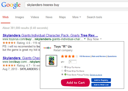 Google Ecommerce Card in the Search Results