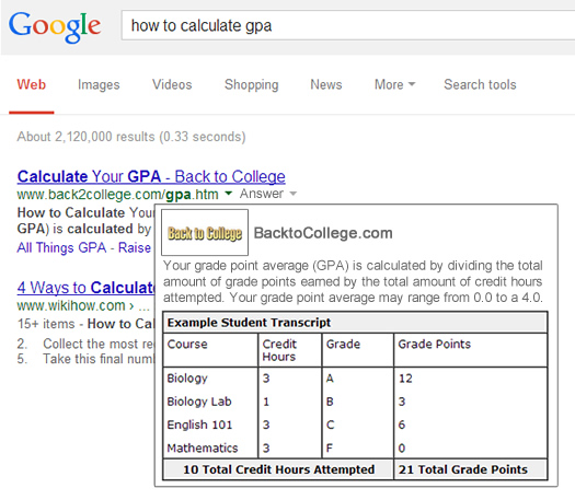 Google Tutorial Card in the Search Results