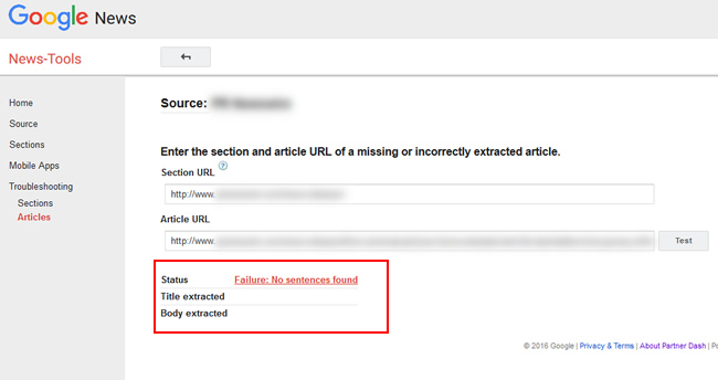 Google News Error - No Sentences Found
