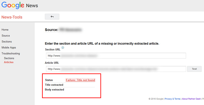 Google News Error - Title Not Found