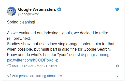 Google announces that rel next/prev is not an indexing signal anymore.