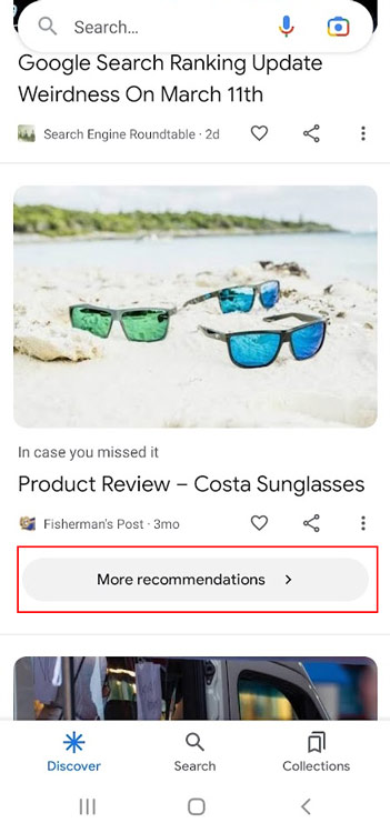 More recommendations in Google Discover for products.