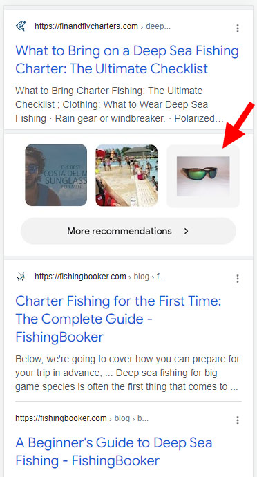 Mockup of what the recommendations feature could look like in the Google Search Results.