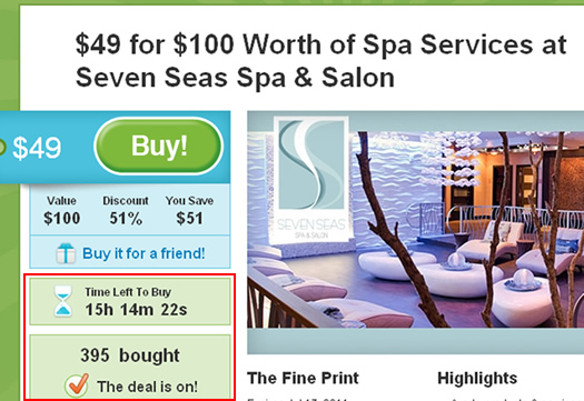 A competitor deal page on Groupon.