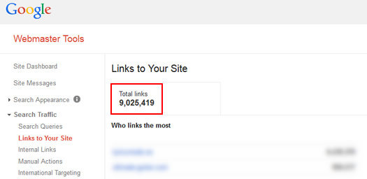 Inbound Links in Google Webmaster Tools