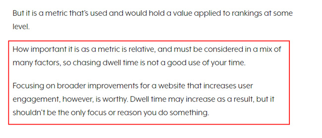 Dwell time just one of a mix of signals used for rankings.