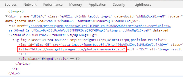 Image pack links actually lead to Google Images but the title attribute contains the url from third-party websites.