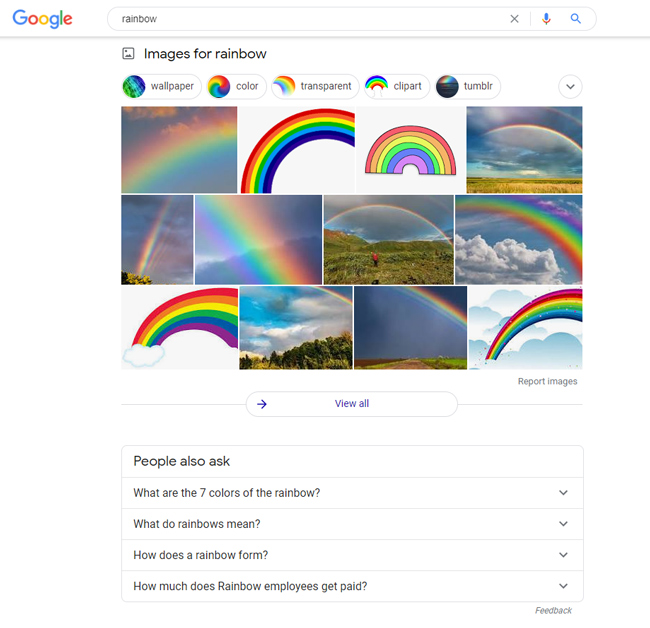 Image pack ranking number one for the query "rainbow".