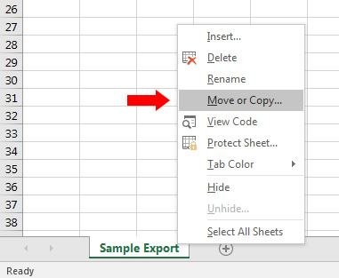 Move and Copy in Excel.