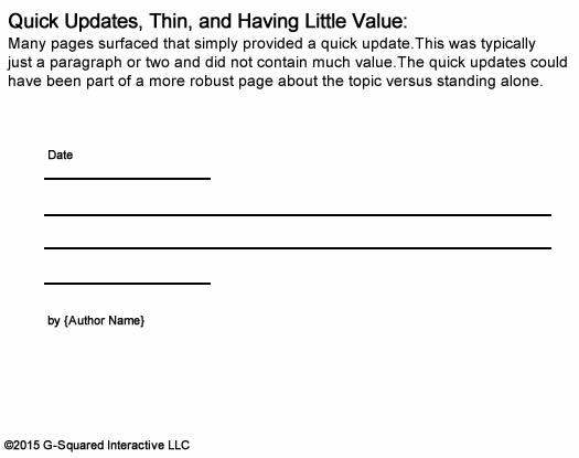 Thin Quick Updates and Google Panda