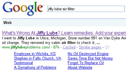 Search for Jiffy Lube Air Filter on Google