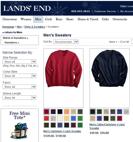 Lands End Category Listings