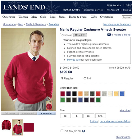 Lands End Change Color and Fabric With Swatch Selections