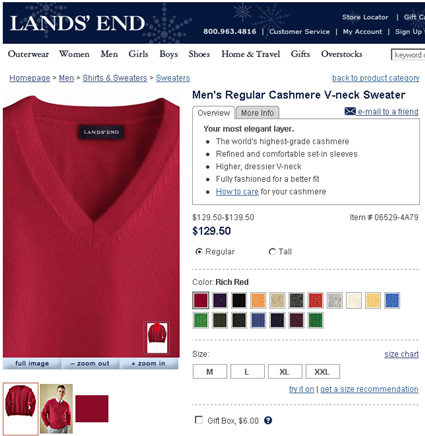 Lands End Zoom Functionality on the Product Detail Page