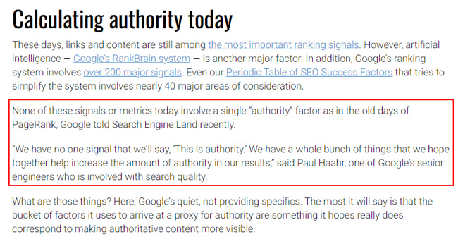 Google calculating authority.