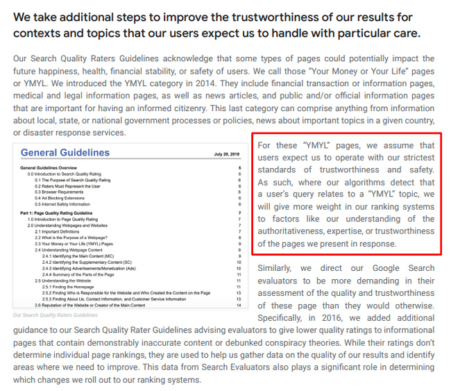 Google, PageRank, E-A-T, and YMYL