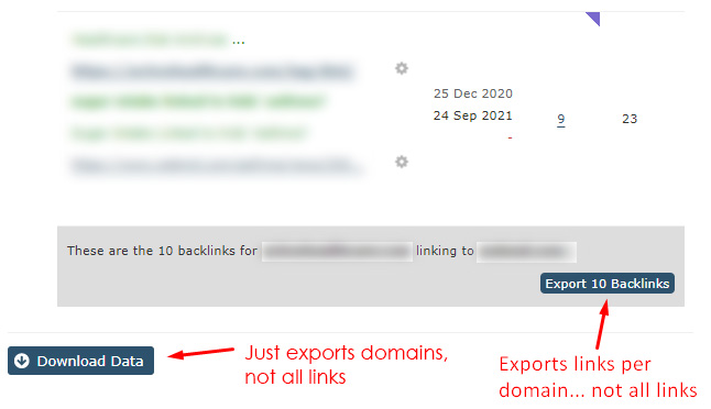 Exporting in Majestic Solo Links