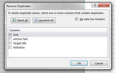 Dedupe Functionality in Excel