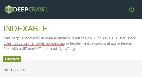 DeepCrawl Chrome Plugin for Indexation