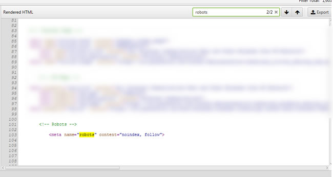 Bug fixed and meta robots tag in the head of the rendered html.