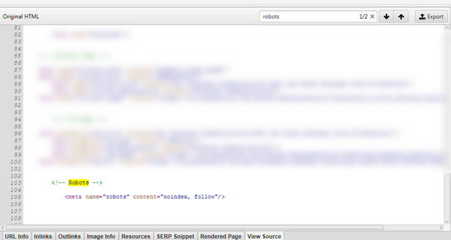 Bug fixed and meta robots tag in the head of the static html.