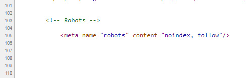 Meta robots tag from static html.