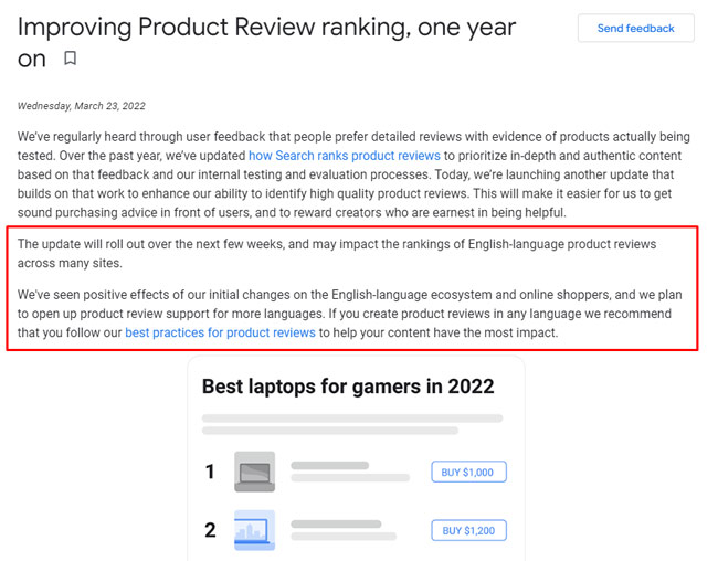 Google's Product Reviews Update and expanding to other languages.