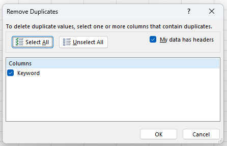 deduping data in Excel