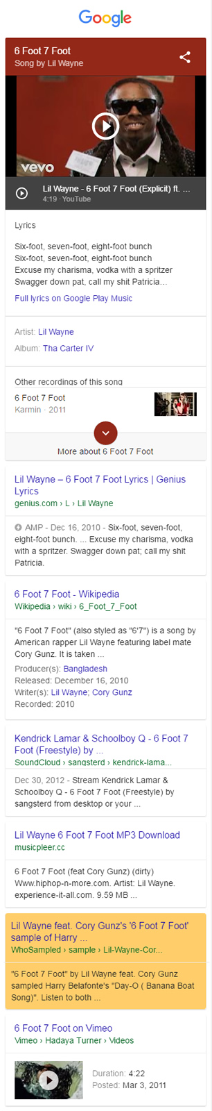 Previous ranking for whosampled 6 foot 7 foot.