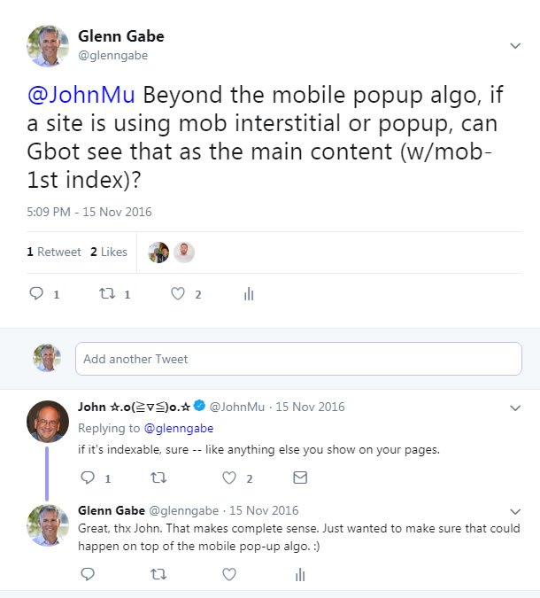 Google's John Mueller about mobile popups.