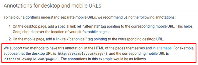 Two supported methods for providing rel alternate. 