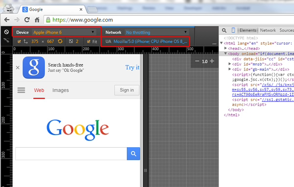 Emulating An iPhone 6 in Chrome Developer Tools