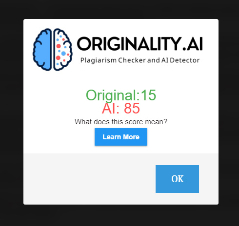 Originality.ai Chrome extension detecting AI content