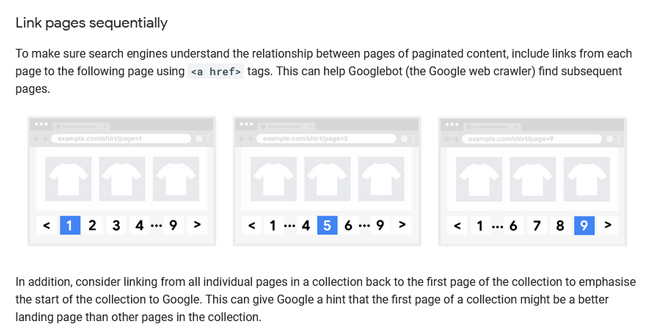 Best practices for pagination from Google