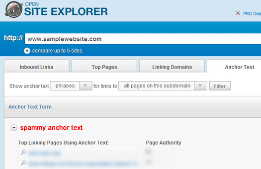 How To Find Spammy, Paid Text Links Open Site Explorer