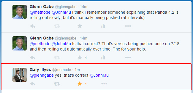 Gary Illyes confirms manual Panda 4.2 rollout.