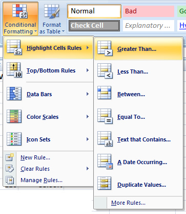 Applying Conditional Formatting in Excel