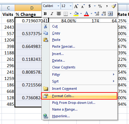 Formatting Cells in Excel