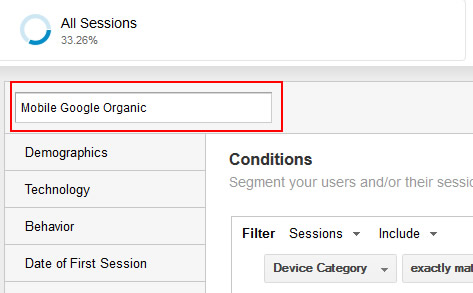 Name a Custom Segment in Google Analytics