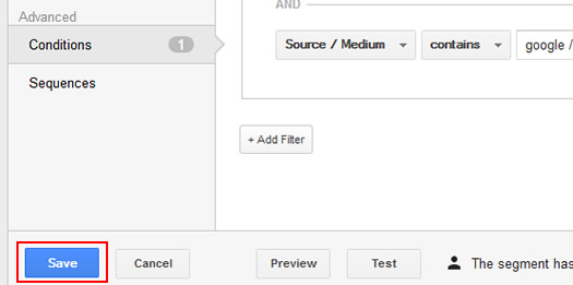 Save a Custom Segment in Google Analytics